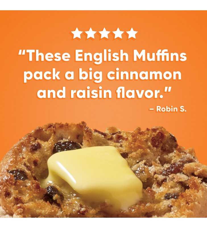 Thomas' Cinnamon Raisin English Muffins, Baked with Real Raisins & Cinnamon, 6 count, 12 oz