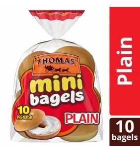 Thomas' Plain Mini Bagels, Great for Before or After School Snack, 10 count, 15 oz