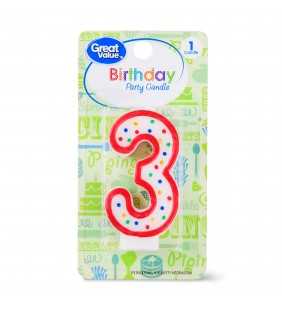 Great Value Birthday Party Candle, Number 3