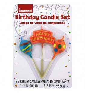 Happy Birthday Candles, 3ct