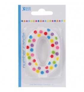 Bakery Crafts Polka Dot Birthday Candle, Number 0