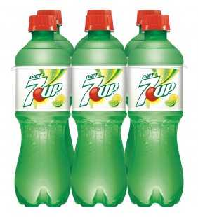 7UP Diet Caffeine-Free Lemon Lime Flavored Soda, 0.5 L, 6 Count
