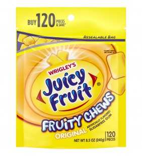 Juicy Fruit Gum, Original Fruity Chews, Sugar Free, 120 Piece Bag