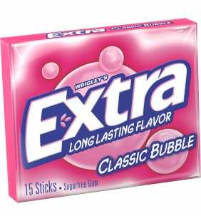 Extra Classic Bubble Sugar Free Gum, 15 Stick Pack