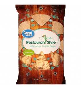 Great Value Lightly Salted Restaurant Style White Corn Tortilla Chips, 13 oz