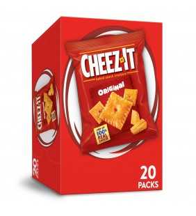 Cheez-It, Baked Snack Cheese Crackers, Original, Single Serve, 20 Oz, 20 Ct