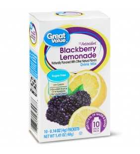 Great Value Antioxidant Sugar-Free Blackberry Lemonade Drink Mix, 1.41 oz, 10 Count