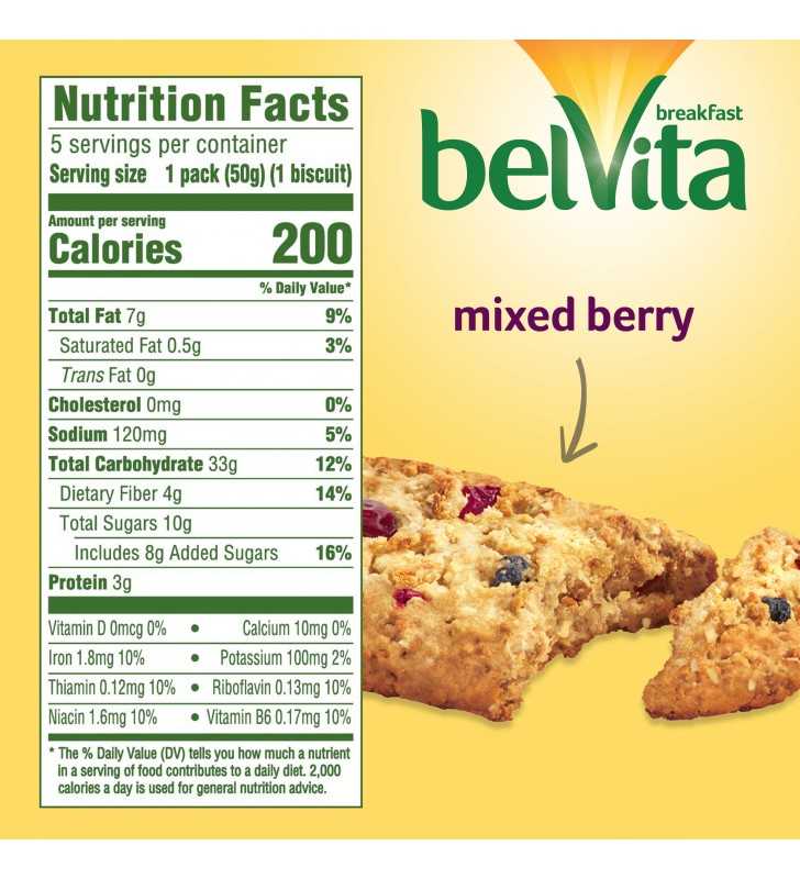 belVita Soft Baked Mixed Berry Breakfast Biscuits, 5 Packs (1 Biscuit Per Pack)