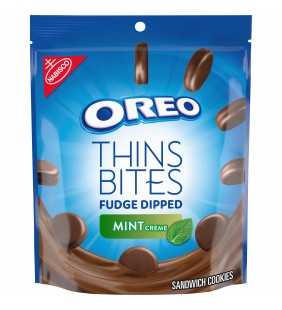 OREO Thins Bites Fudge Dipped Chocolate Sandwich Cookies, Mint Flavored Creme, 1 Resealable 6 oz Pack