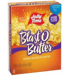 Jolly Time Blast O Butter Ultimate Theatre Style Butter Microwave Popcorn 3.2 Oz, 6 Ct