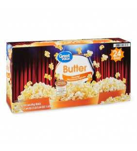 Great Value Butter Flavored Microwave Popcorn, 57.64 oz, 24 Count