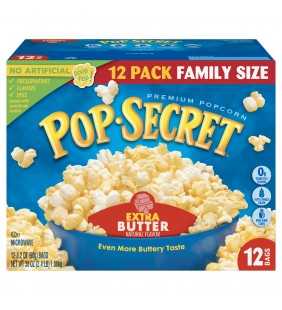 Pop Secret Microwave Popcorn, Extra Butter, 3.2 Oz, 12 Ct