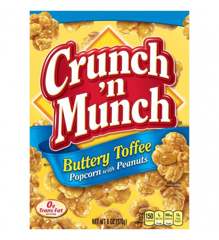 CRUNCH N MUNCH Buttery Toffee Popcorn with Peanuts 6 oz.