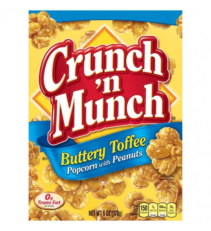 CRUNCH N MUNCH Buttery Toffee Popcorn with Peanuts 6 oz.
