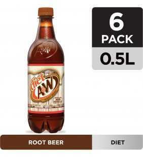 Diet A&W Root Beer, .5 L bottles, 6 pack
