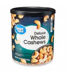 Great Value Deluxe Whole Cashews, Salted, 16 Oz
