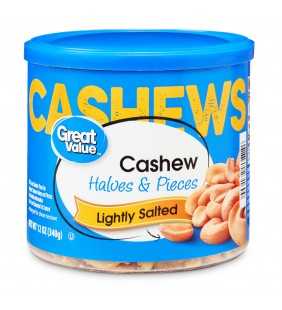 Great Value Lightly Salted Cashew Halves & Pieces, 12 oz