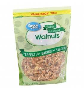 Great Value Halves & Pieces Walnuts Value Pack, 32 oz