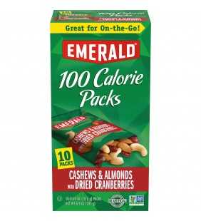 Emerald Nuts Cashews & Almonds with Dried Cranberries, 100 Calorie Packs, 10 Ct