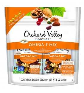 ORCHARD VALLEY HARVEST Omega-3 Mix, 1 oz (Pack of 8), Non-GMO, No Artificial Ingredients