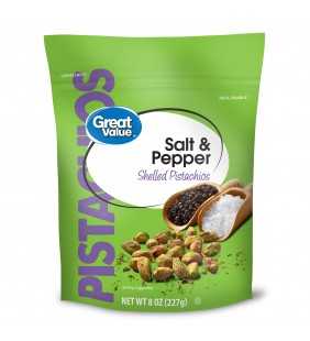 Great Value Shelled Pistachios, Salt & Pepper, 8 oz