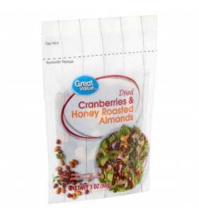 Great Value Dried Cranberries & Honey Roasted Almonds, 3 oz