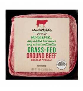 Marketside Butcher Grass-Fed 80% Lean/20% Fat Ground Beef, 1 lb