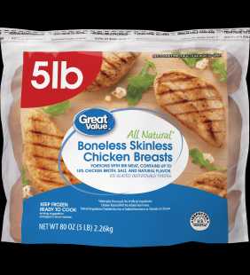 Great Value Boneless Skinless Chicken Breast, 5 lb. (Frozen)