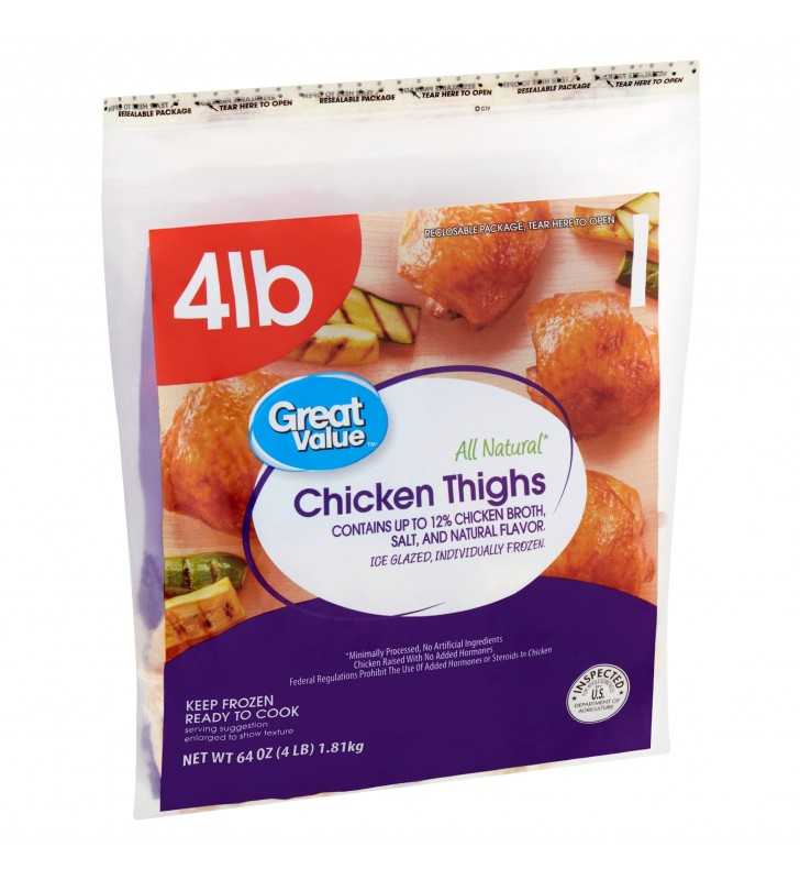 Great Value All Natural Chicken Thighs, 64 oz