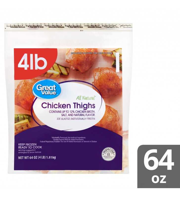 Great Value All Natural Chicken Thighs, 64 oz