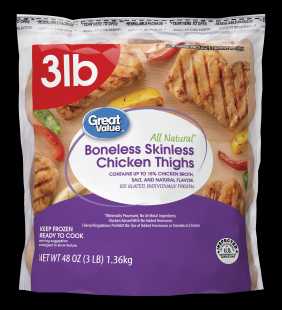 Great Value Boneless Skinless Chicken Thighs, 3 lb. (Frozen)