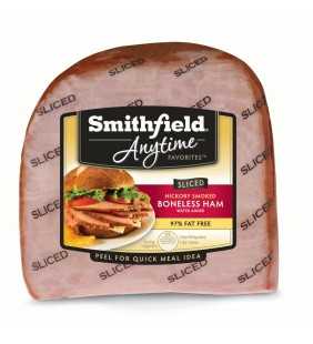 Smithfield Anytime Favorites Hickory Smoked Quarter Sliced Ham, Water Added, Fully Cooked, Boneless, 97% Fat Free, 3.5 lbs