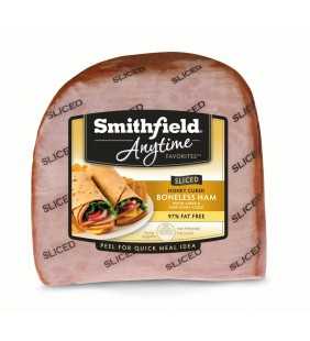 Smithfield Anytime Favorites Honey Cured Quarter Sliced Ham, Boneless, Fully Cooked, Water Added, 97% Fat Free, 3-3.5 lbs