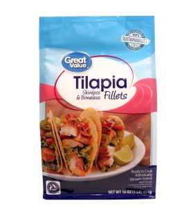 Great Value Tilapia Skinless & Boneless Fillets, 1 lb