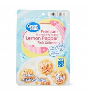 Great Value Premium Skinless & Boneless Lemon Pepper Pink Salmon, 2.5 oz
