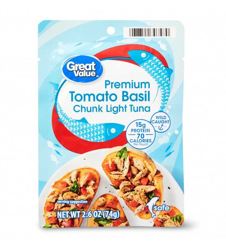 Great Value Premium Tomato Basil Chunk Light Tuna, 2.6 oz