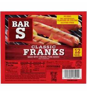Bar S Franks Made with Chicken & Pork, 12 Oz.