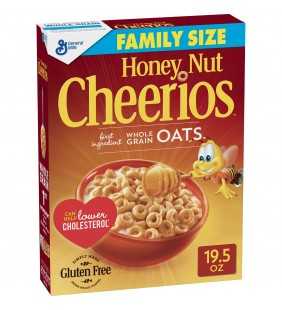 General Mills, Honey Nut Cheerios Gluten Free Breakfast Cereal, Family Size 19.5 oz