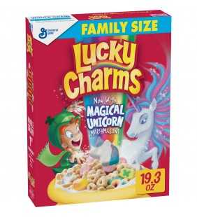 General Mills, Lucky Charms Breakfast Cereal, Marshmallow Cereal, Gluten Free, Family Size, 19.3 oz