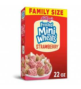 Kellogg's Frosted Mini-Wheats, Breakfast Cereal, Strawberry, Family Pack, 22 Oz