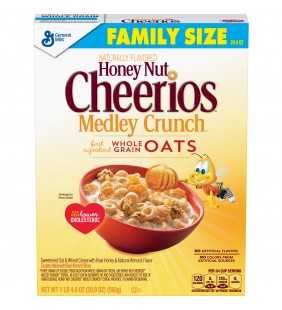 General Mills, Honey Nut Cheerios Medley Crunch, Breakfast Cereal, Family Size 20.9 oz