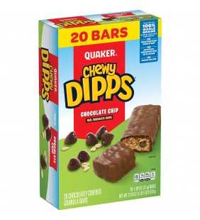 Quaker Chewy Dipps Granola Bars, Chocolate Chip, 20 Count