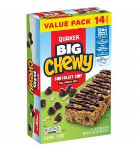 Quaker Big Chewy Granola Bars, 60% Larger, Chocolate Chip, (14 Pack)