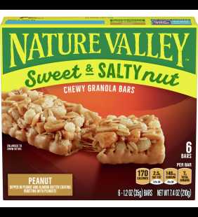 Nature Valley Sweet & Salty Nut Chewy Granola Bars, Peanut, 6 Ct, 7.4 Oz