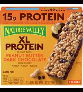 Nature Valley 15g XL Protein Chewy Granola Bars, Peanut Butter Dark Chocolate, 7 Ct, 14.84 Oz