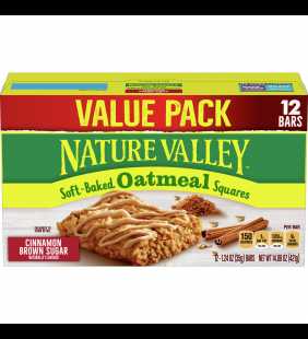 Nature Valley Oatmeal Squares, Cinnamon Brown Sugar, 12 Ct Value Pack, 14.88 Oz