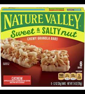 Nature Valley Sweet & Salty Nut Chewy Granola Bars, Cashew, 6 Ct, 7.4 Oz