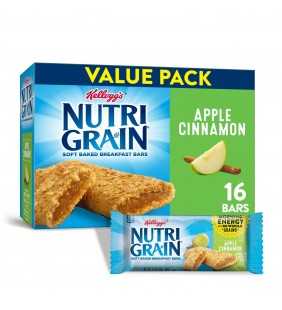 Kellogg's Nutri-Grain, Soft Baked Breakfast Bars, Apple Cinnamon, Value Pack, 16 Ct, 20.8 Oz