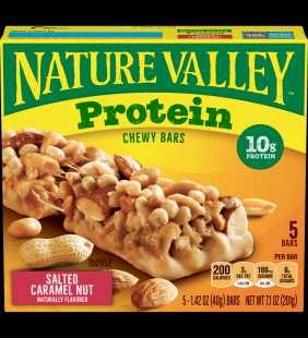 Nature Valley 10g Protein Chewy Granola Bars, Salted Caramel Nut, 5 Ct, 7.1 Oz