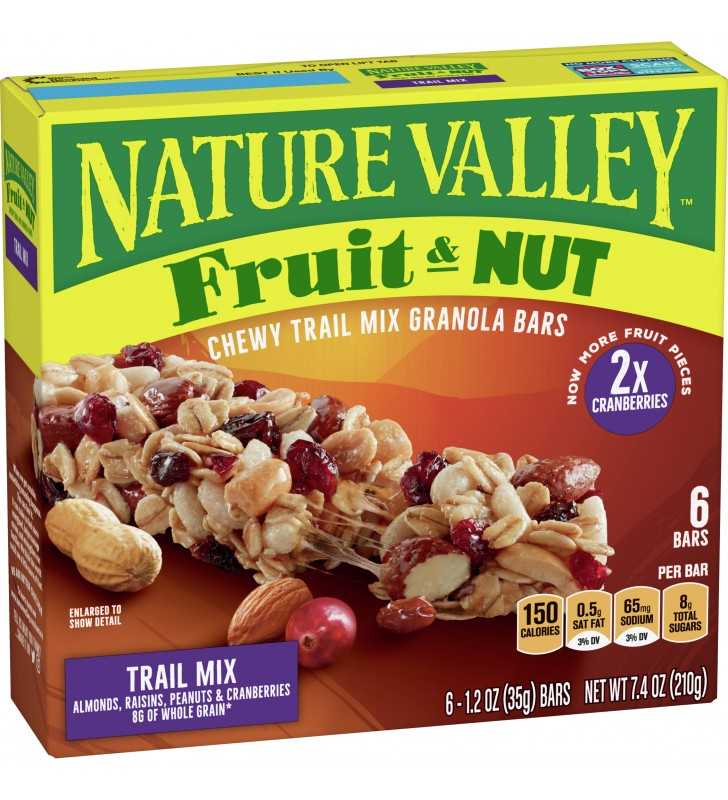 Nature Valley Fruit & Nut Chewy Granola Bars, Trail Mix, 6 Ct, 7.4 Oz
